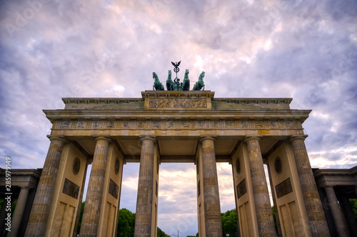 The Brandenburg Gate located in Pariser Platz in the city of Berlin, Germany.