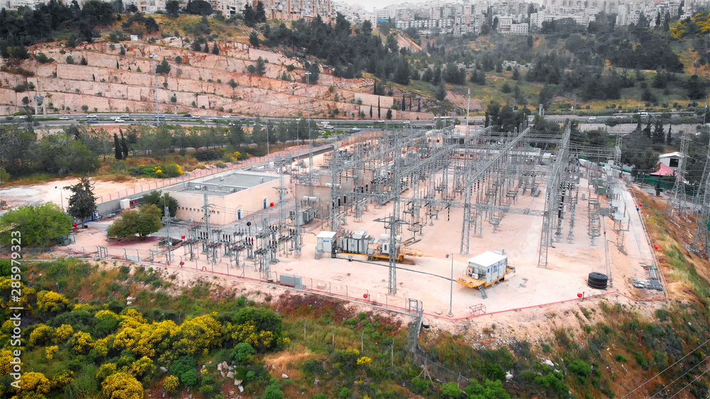 Obraz premium Flying over power station