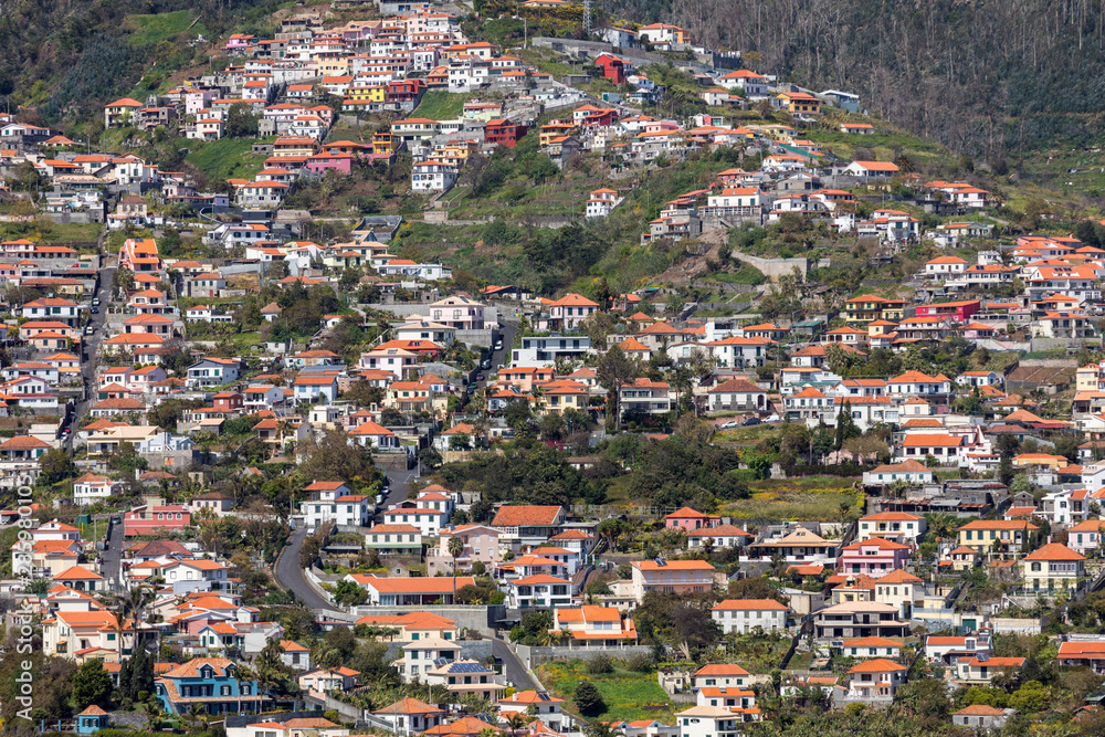 Typical terrace architecture on the steep slopes of Funchal on the Madeira island. Portugal