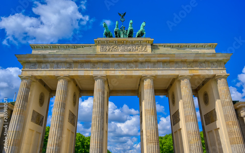 The Brandenburg Gate located in Pariser Platz in the city of Berlin, Germany.