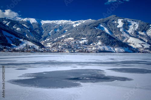 Zell am See  Austria. Winter view from Thumersbach