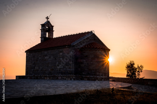 The Church of St. Sava at sunset in Montenegro