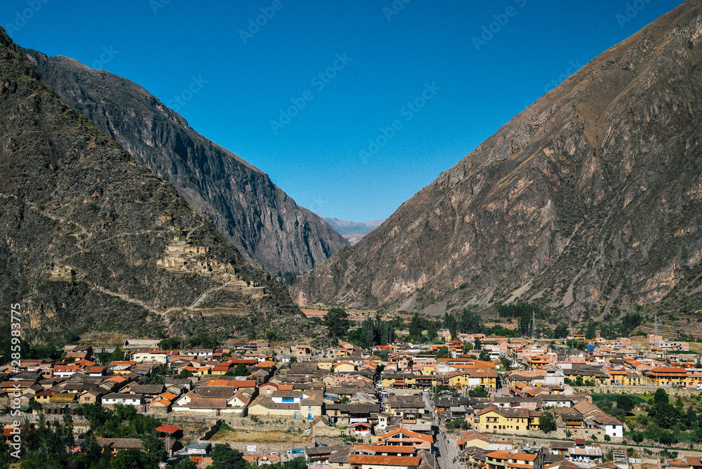 Ollantaytambo in the Sacred Valley in the Cusco region of Peru. 