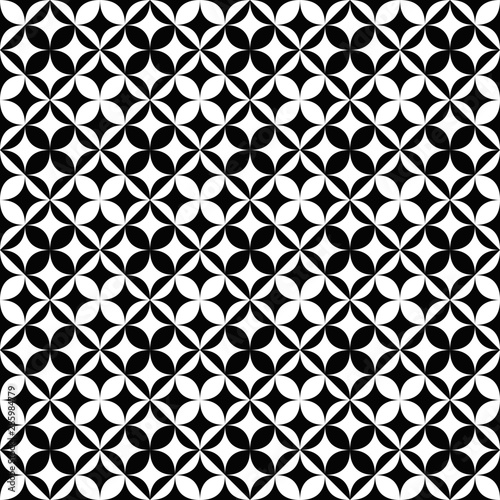 Black and white seamless star pattern background - abstract monochrome vector graphic design from stars