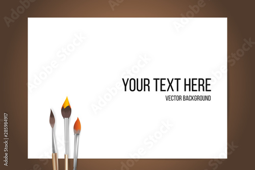 art background with brushes and copy space 