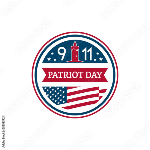 Patriot Day vector badge. 11th september Remembrance day design.