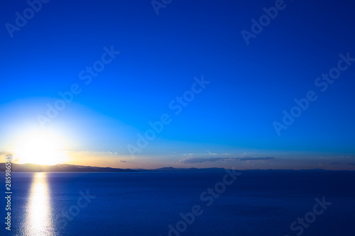 Sunset over Lake Titicaca as seen from the small town of Copacabana in Bolivia © Sven