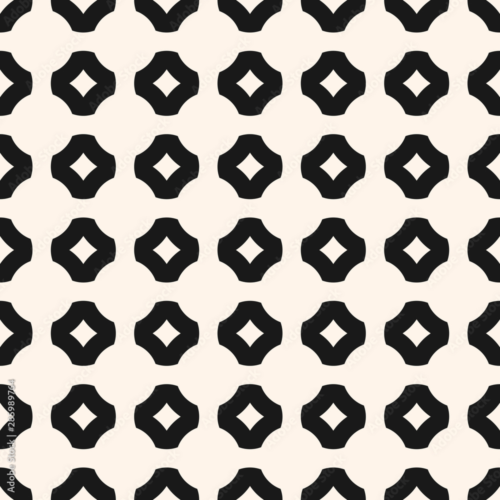 Black and white geometric seamless pattern with simple floral shapes, crosses Black and white geometric seamless pattern with simple floral shapes, crosses