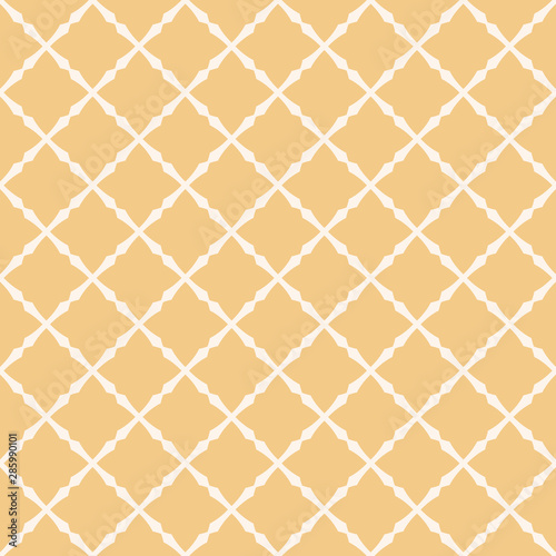 Square grid vector seamless pattern. Subtle abstract yellow geometric texture