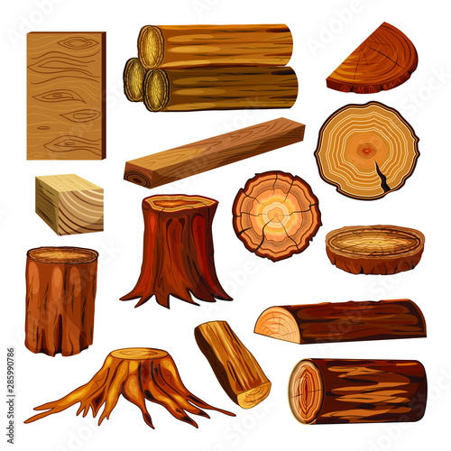 Big old stumps.Wood industry raw materials.Vector illustration in cartoon style.
