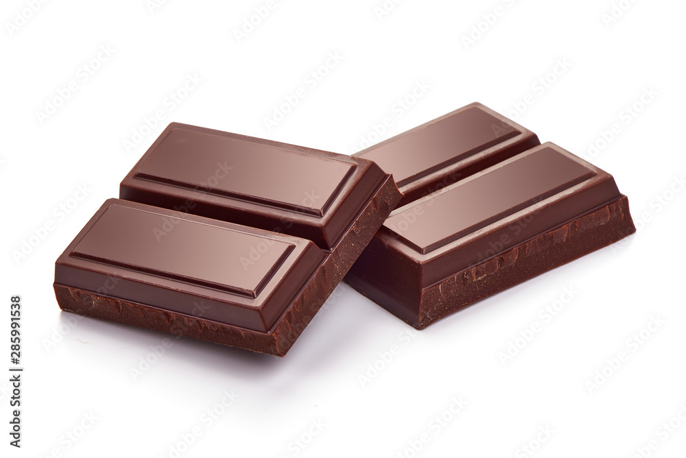 Fototapeta premium Dark chocolate bar, isolated on white background