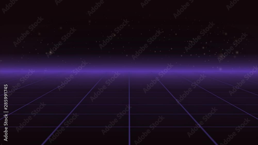 synthwave wireframe net and stars 80s Retro Futurism Background 3d illustration render seamless loop synthwave wireframe net and stars 80s Retro Futurism Background 3d illustration render seamless loop