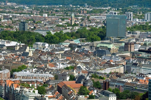 Fototapeta Naklejka Na Ścianę i Meble -  Aerial view of Düsseldorf in Germany seen from the Rhine tower