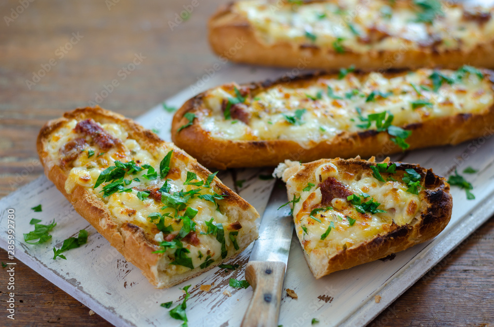 The cheese filled baguette breads