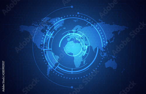 Global network connection. World map. Vector Illustration