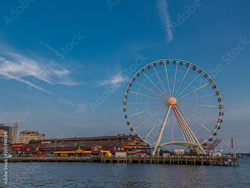 SEATTLE, WASHINGTON - July 4, 2019: Logging was Seattle's first major industry, but this has long been replaced by shipping, tourism, technology, and music, and has a strong counter-culture presence. © dbvirago