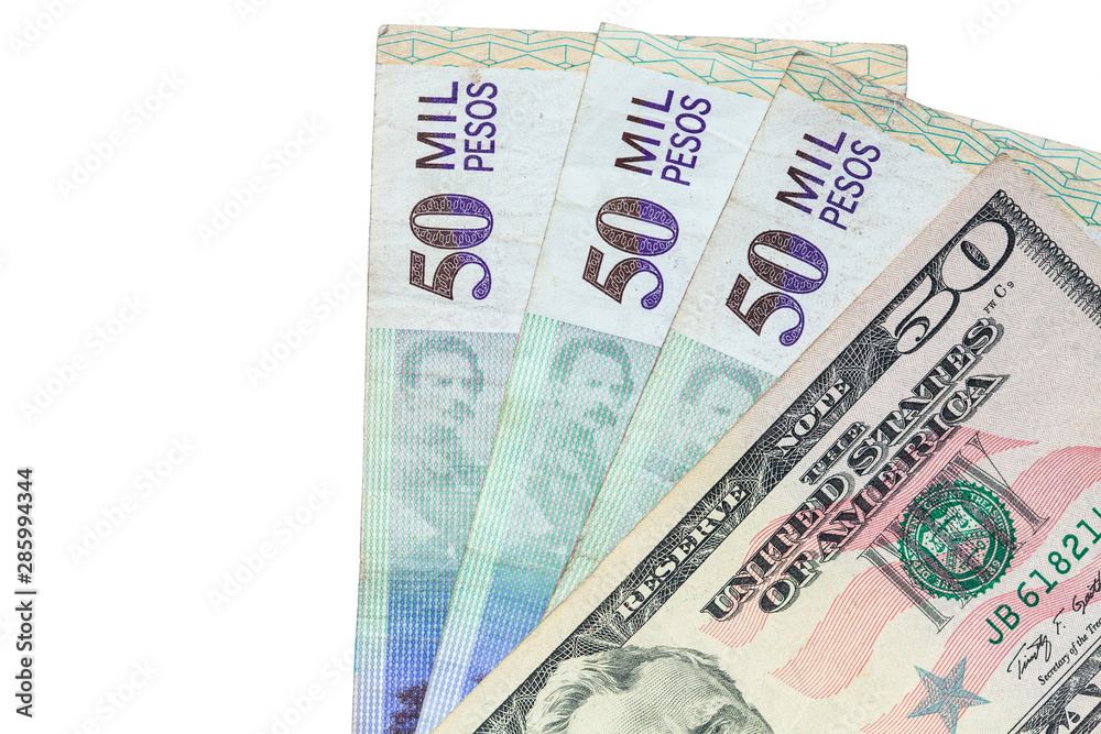 Exchange rate between US dollar and Colombian peso in 2019. More than 3000 pesos each dollar Exchange rate between US dollar and Colombian peso in 2019. More than 3000 pesos each dollar