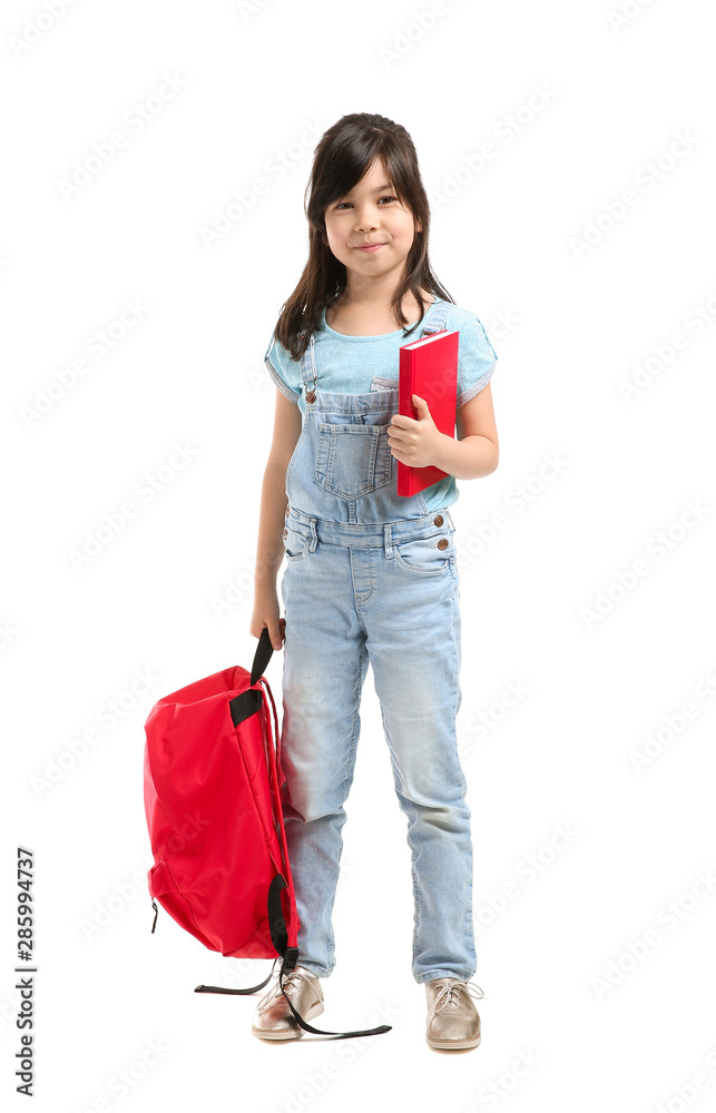 Portrait of little schoolgirl on white background Portrait of little schoolgirl on white background