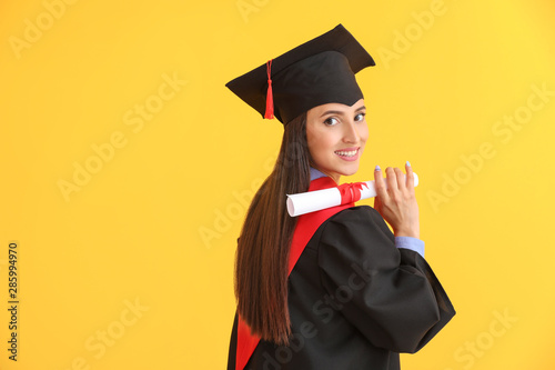 Female graduate with diplom...
