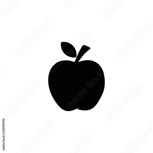 apple black silhouette with leaf