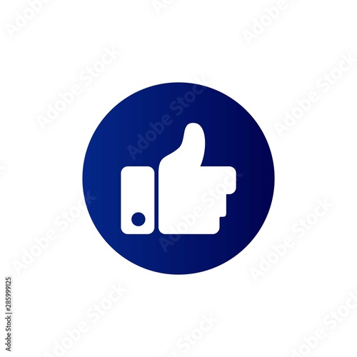 Thumb up isolated on blue button