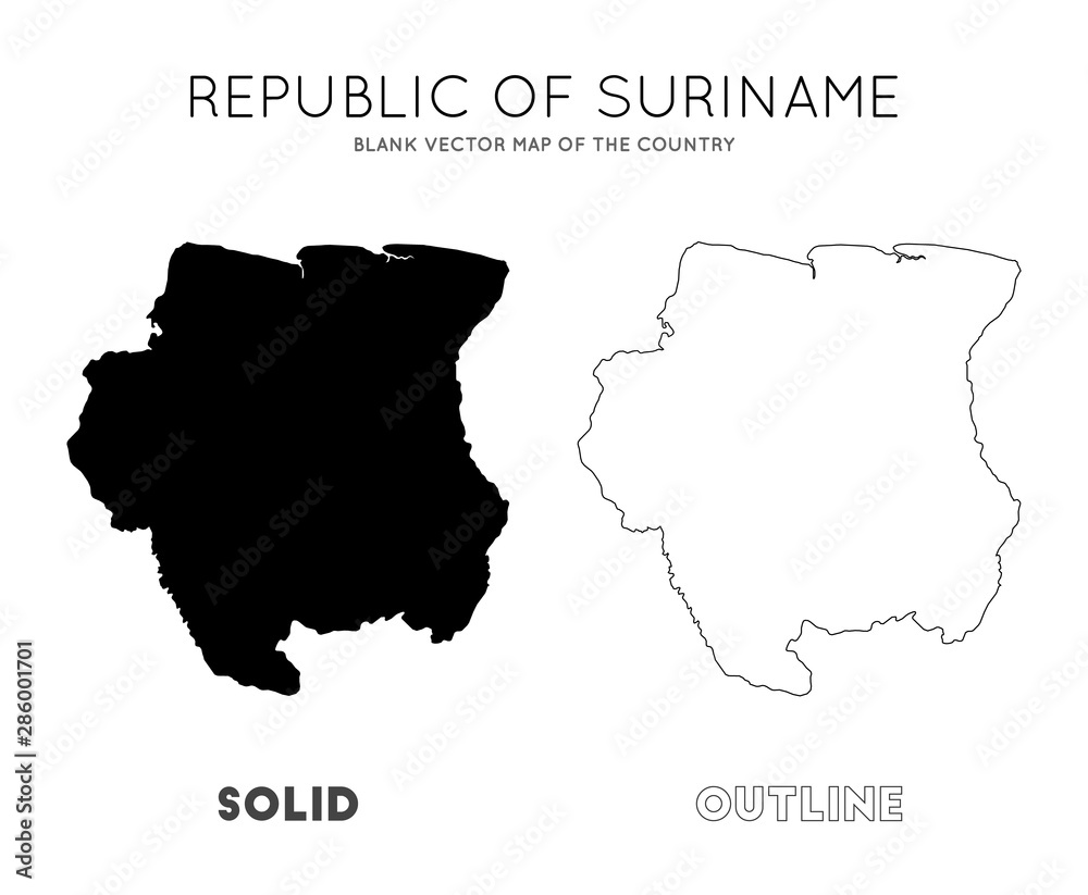 Suriname map. Blank vector map of the Country. Borders of Suriname for your infographic. Vector illustration. Suriname map. Blank vector map of the Country. Borders of Suriname for your infographic. Vector illustration.