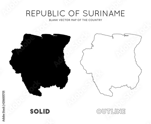 Suriname map. Blank vector map of the Country. Borders of Suriname for your infographic. Vector illustration.