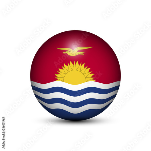 Flag of Kiribati in the form of a ball isolated on white background.