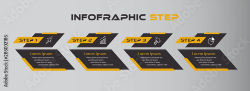 Orange Black Dark Infographic Steps Design Presentation - Vector