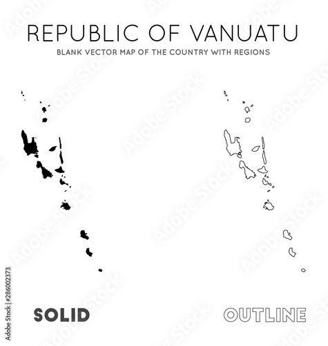 Vanuatu map. Blank vector map of the country with regions. Borders of Vanuatu for your infographic. Vector illustration.