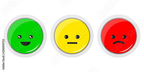 Vector flat design illustration of smiley icon set.