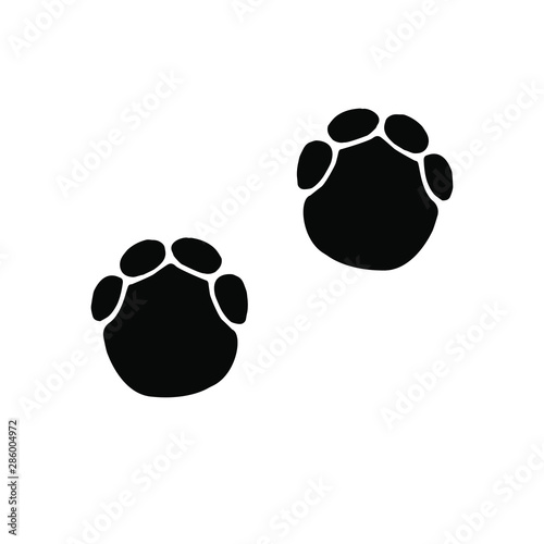 Vector flat black elephant foot print steps isolated on white background 