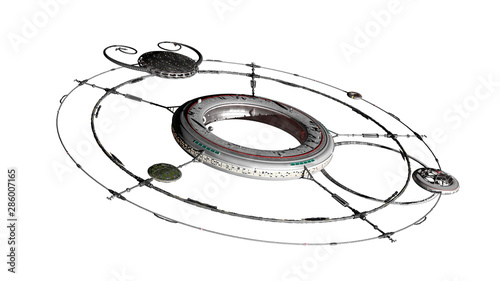Fototapeta Naklejka Na Ścianę i Meble -  space station isolated on white background, elegant high detail spacecraft 