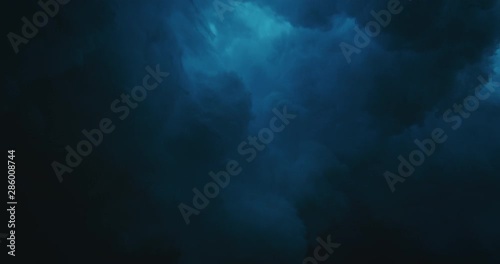 Powerful wave breaks over the camera with violent underwater turbulence, drowning underwater