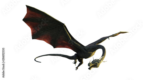 Fotografie, Obraz dragon, fantasy creature flying isolated on white background