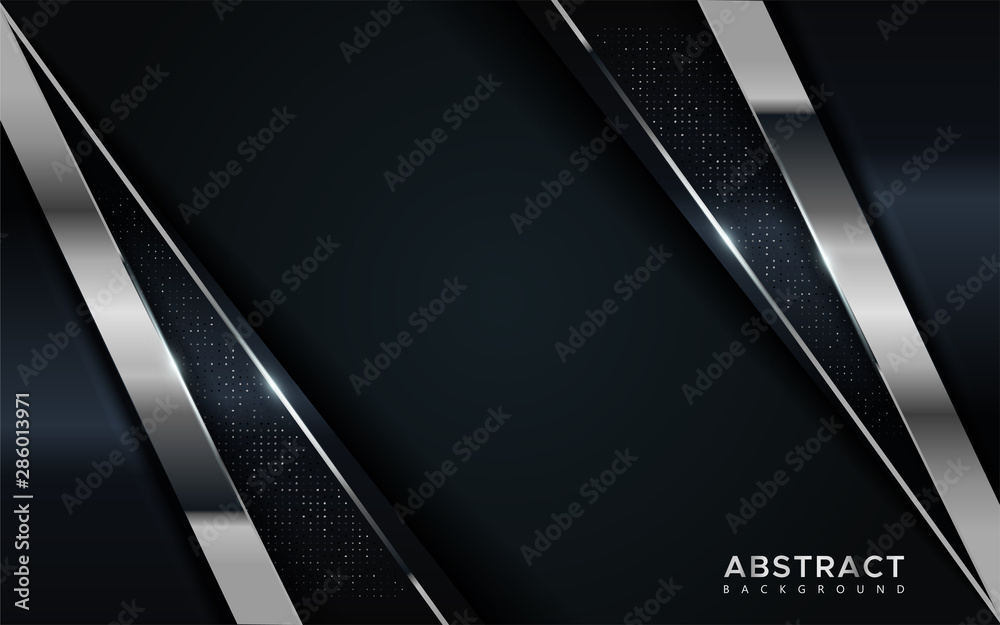 Realistic navy blue combine with silver and black line textured overlap layer background Realistic navy blue combine with silver and black line textured overlap layer background
