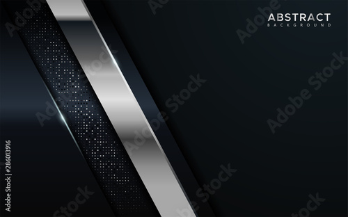 Realistic navy blue combine with silver and black line textured overlap layer background