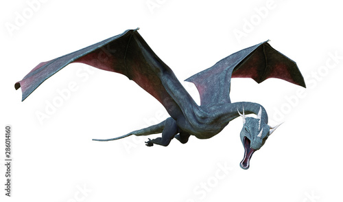 dragon, flying fairy tale animal isolated on white background