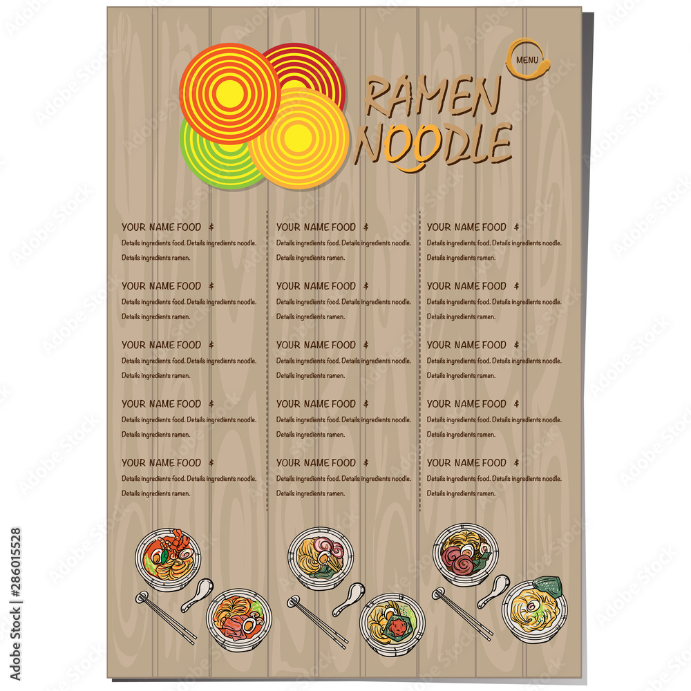 Naklejka premium menu ramen noodle japanese template design