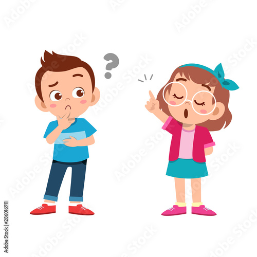 kid explain to friend vector illustration