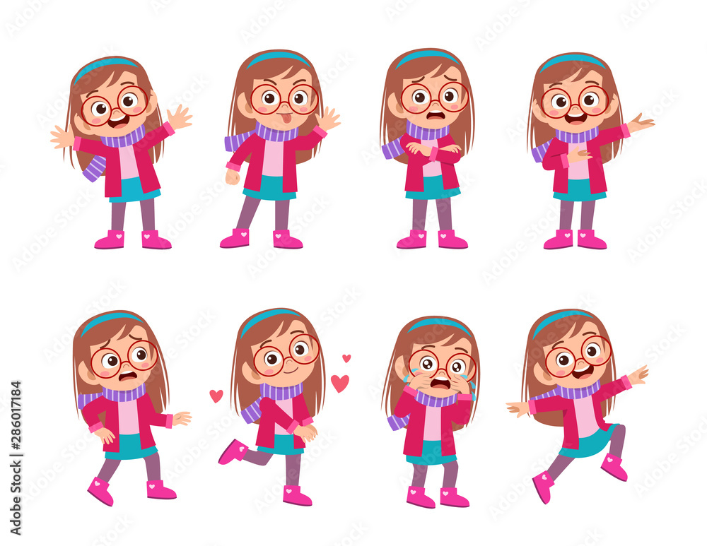 kid expressions wear autumn winter clothing vector kid expressions wear autumn winter clothing vector