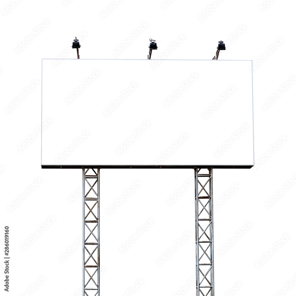 Blank billboard mockup with white screen isolated. Copy space banner for advertisement. Outdoor Frame template poster media Ads display. Blank billboard mockup with white screen isolated. Copy space banner for advertisement. Outdoor Frame template poster media Ads display.