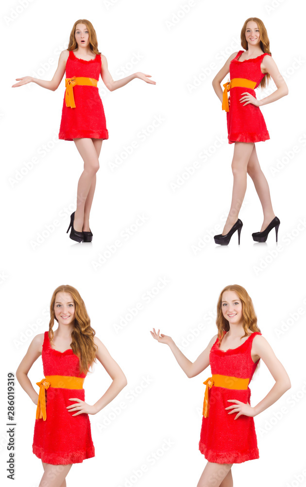Young nice girl pressing isolated on white Young nice girl pressing isolated on white