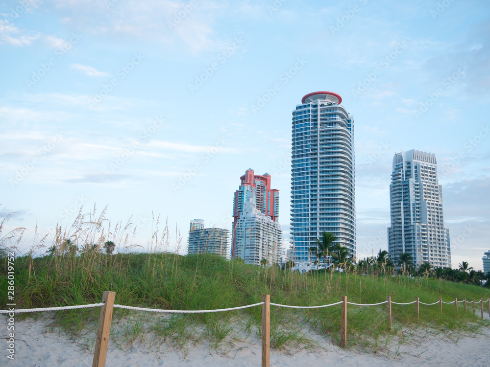 Residential buildings near South Pointe park in Miami Beach, Florida Residential buildings near South Pointe park in Miami Beach, Florida