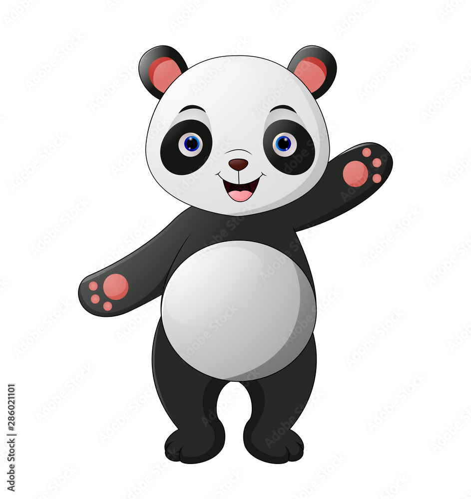 Cute panda cartoon waving hand Cute panda cartoon waving hand