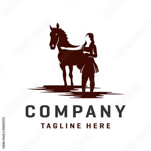 horse and woman logos template