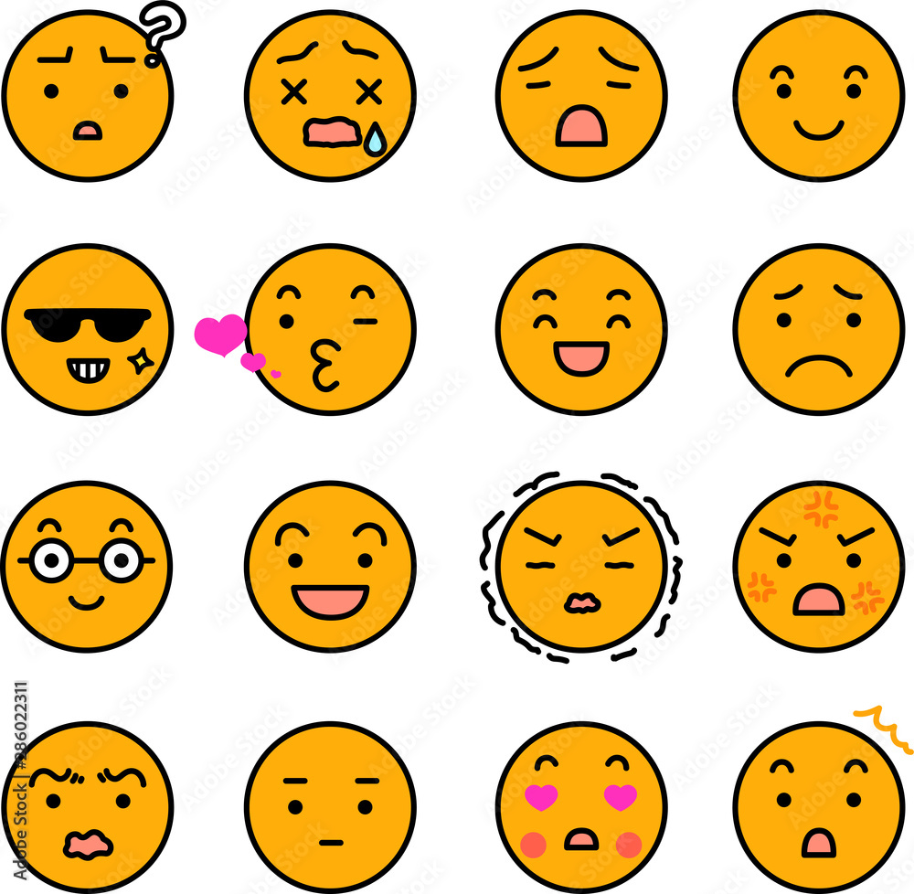 Orange Round emoticon icon set Orange Round emoticon icon set