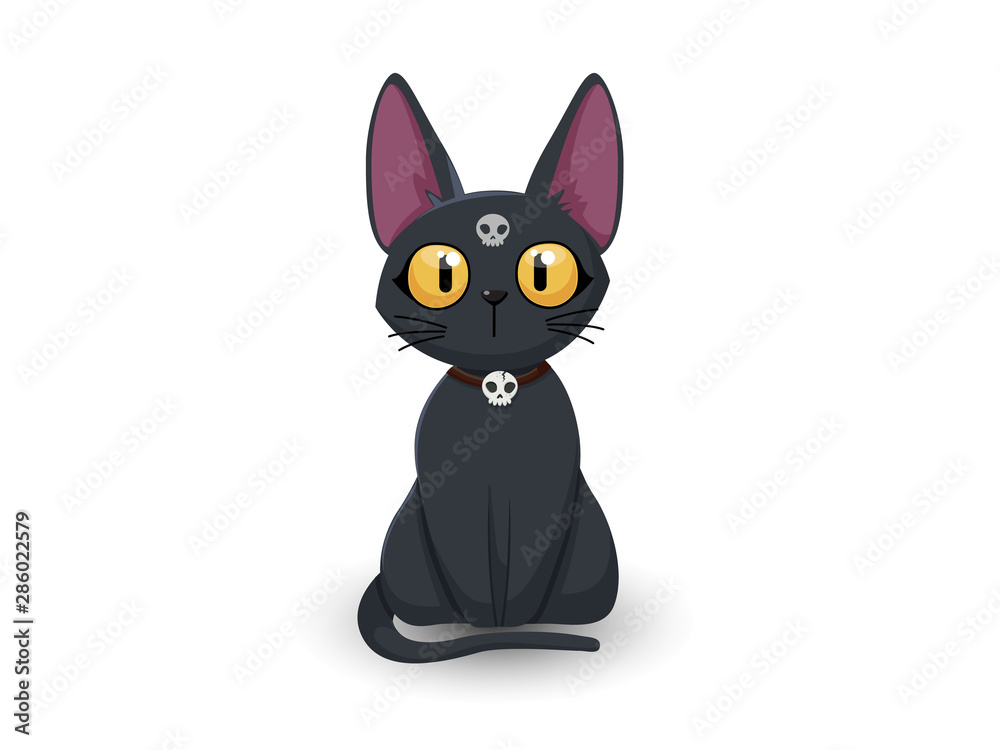 Halloween cartoon black cat. Concept animal cat halloween day Vector and Illustration Art design. isolated on white background Halloween cartoon black cat. Concept animal cat halloween day Vector and Illustration Art design. isolated on white background