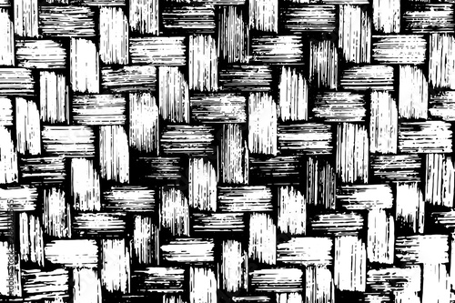 Grunge black texture as wicker shape on white background (Vector). Use for decoration, aging or old layer