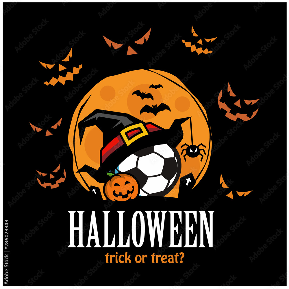  Soccer Football Halloween Moon Theme Logo